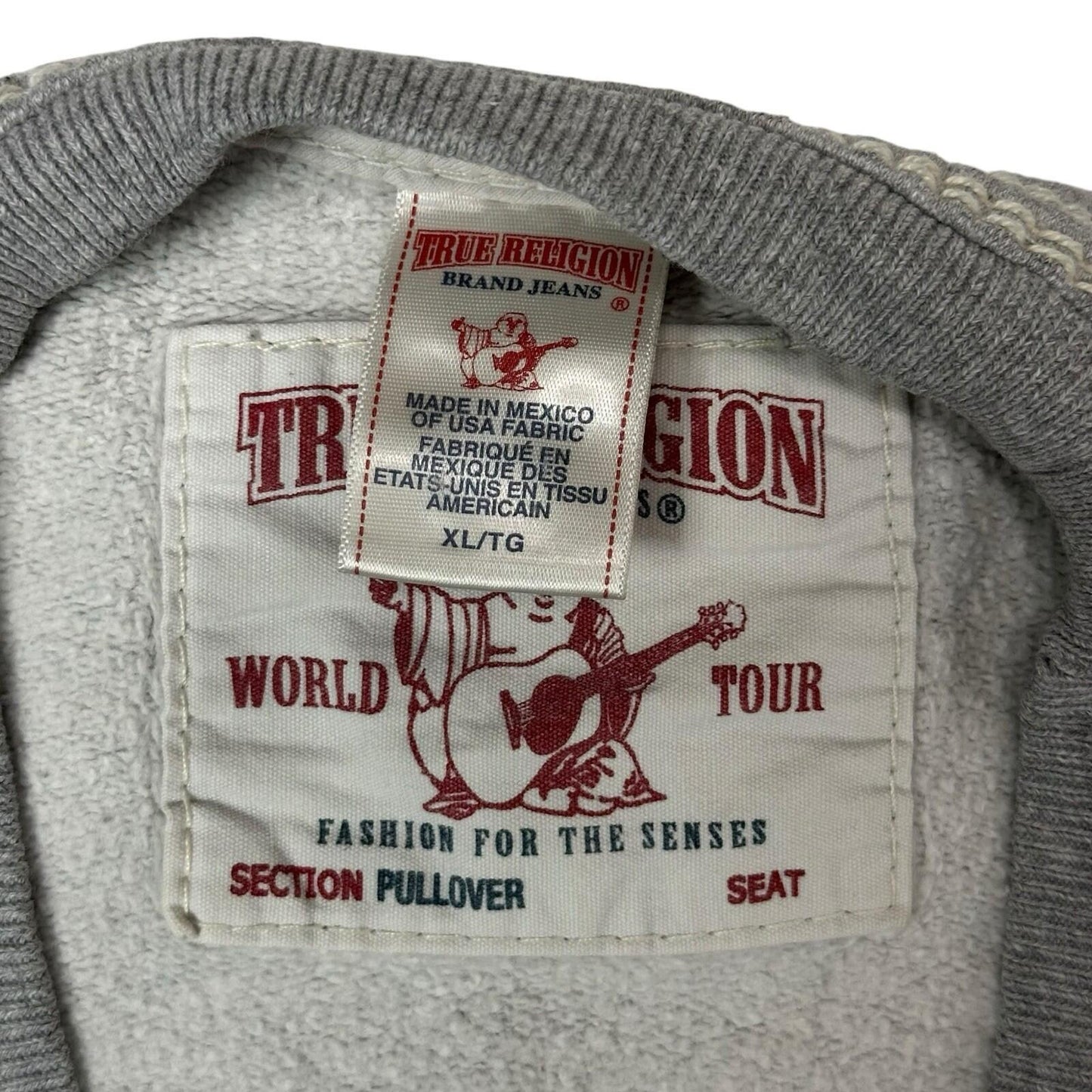 True Religion Crew Neck Jumper Grey Men’s XL Embroidered
