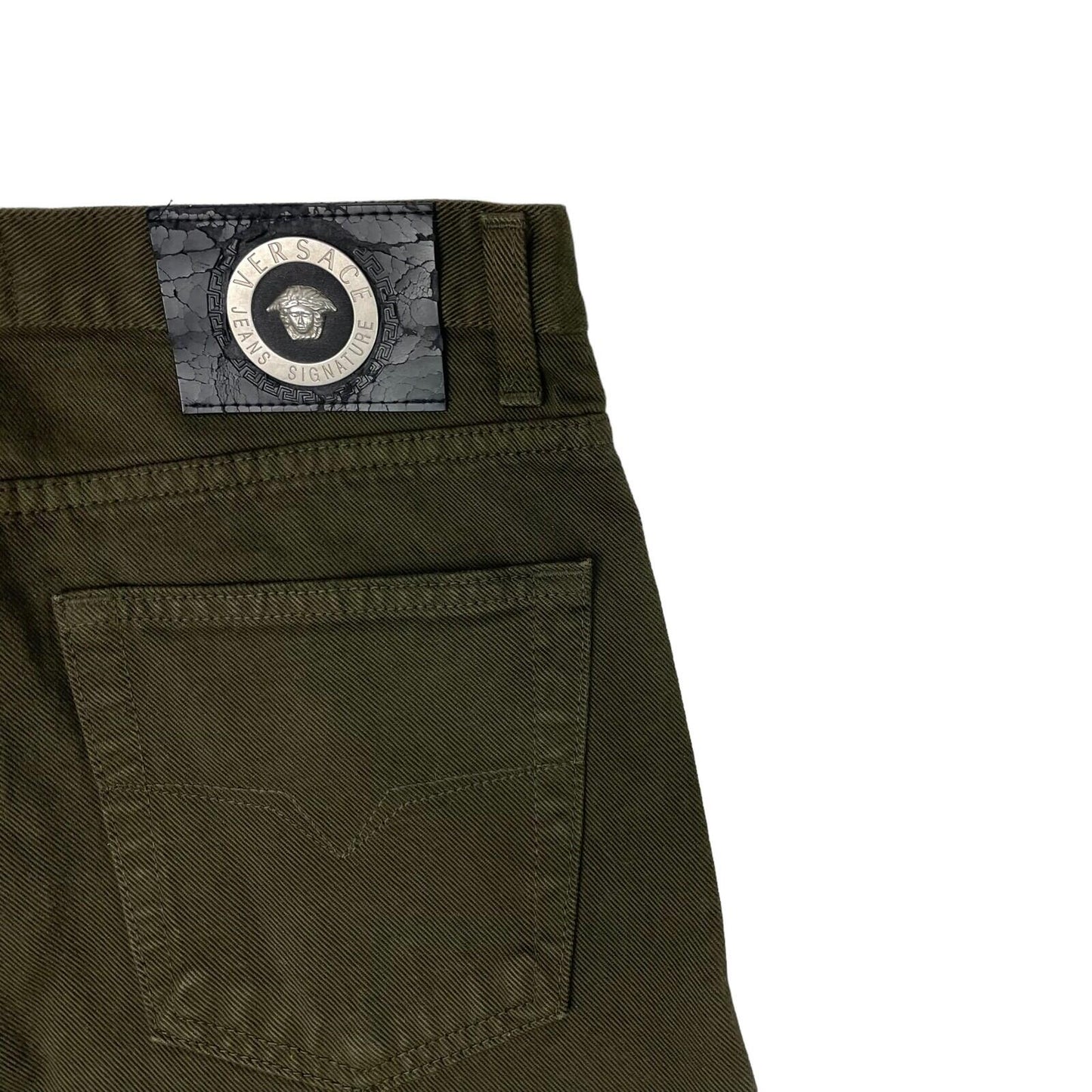 Vintage Versace Jeans Signature Trousers Khaki Green Mens 32w 34l Made In Italy