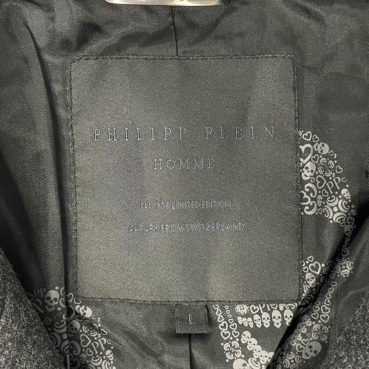 Rare Philipp Plein Mantel Herren Coat Men's Large Black Wool Limited Edition