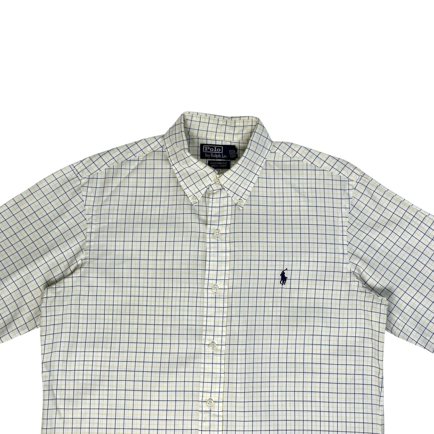 Vintage Polo Ralph Lauren Shirt White, Blue And Yellow Check Men’s Large