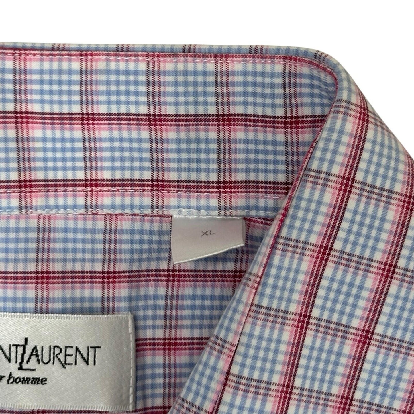 Vintage Yves Saint Laurent Check Shirt Men’s XL Long Sleeve Red, White And Blue