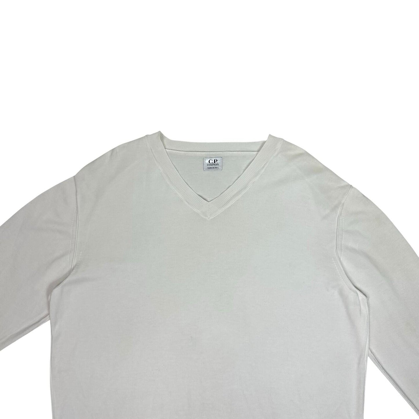 Vintage CP Company V-Neck Jumper Men’s Large Cream Made In Italy