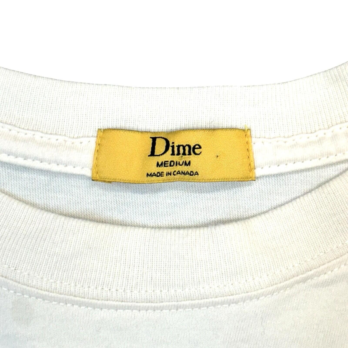 Dime Classic Cat T-Shirt Men’s Medium Cream Made In Canada Spellout Logo Print