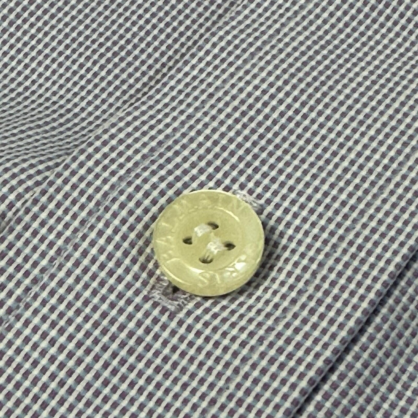 Vintage Balmain Shirt Blue Check Men’s Large Embroidered Logo 16”