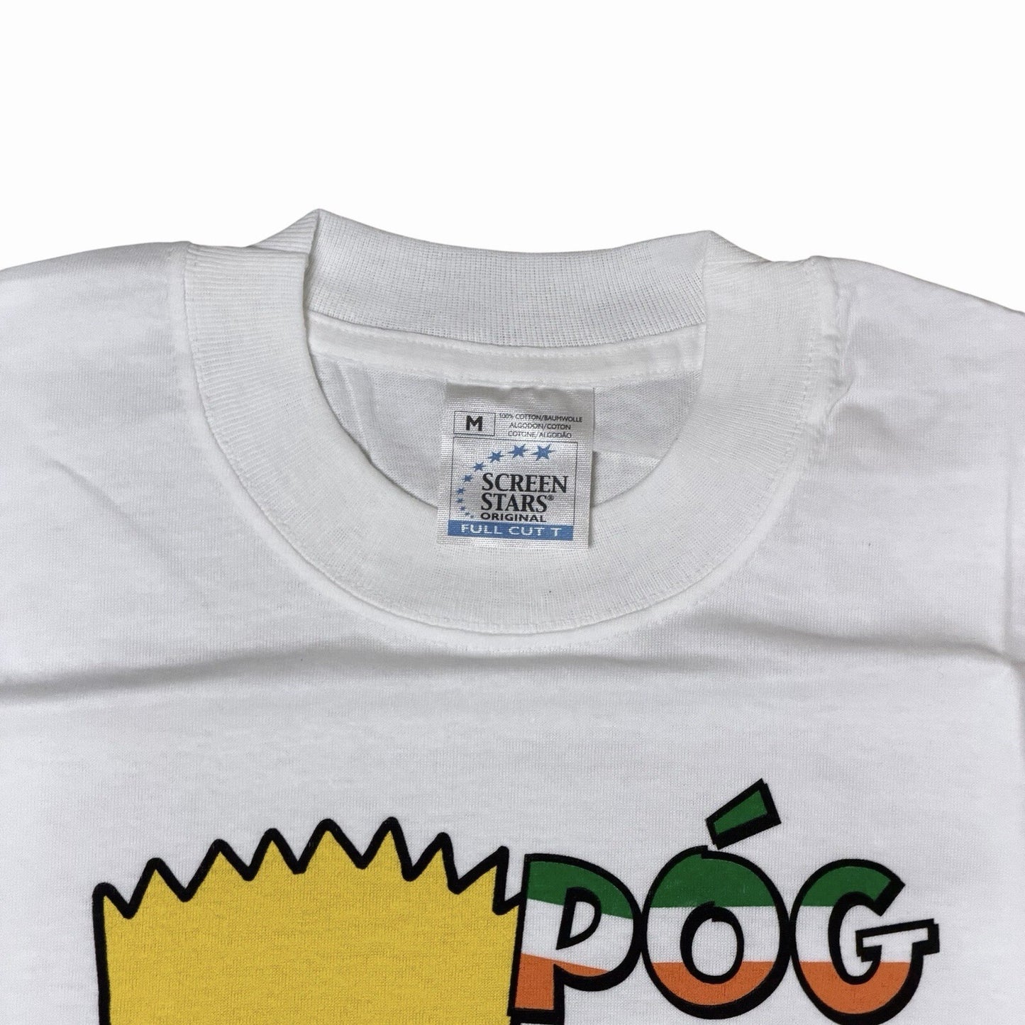 Deadstock Vintage Bart Simpson T-Shirt Men’s Medium White Screen Stars Tee Póg Mo Thón Ireland