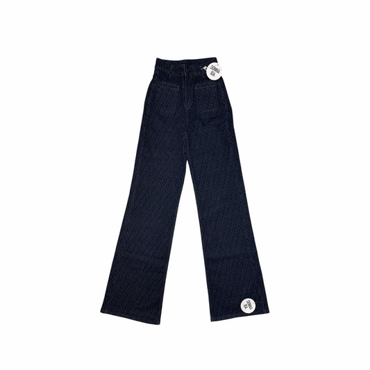 NWT Donna IDA Flared Jeans 23w 35l Blue Denim All Over Print