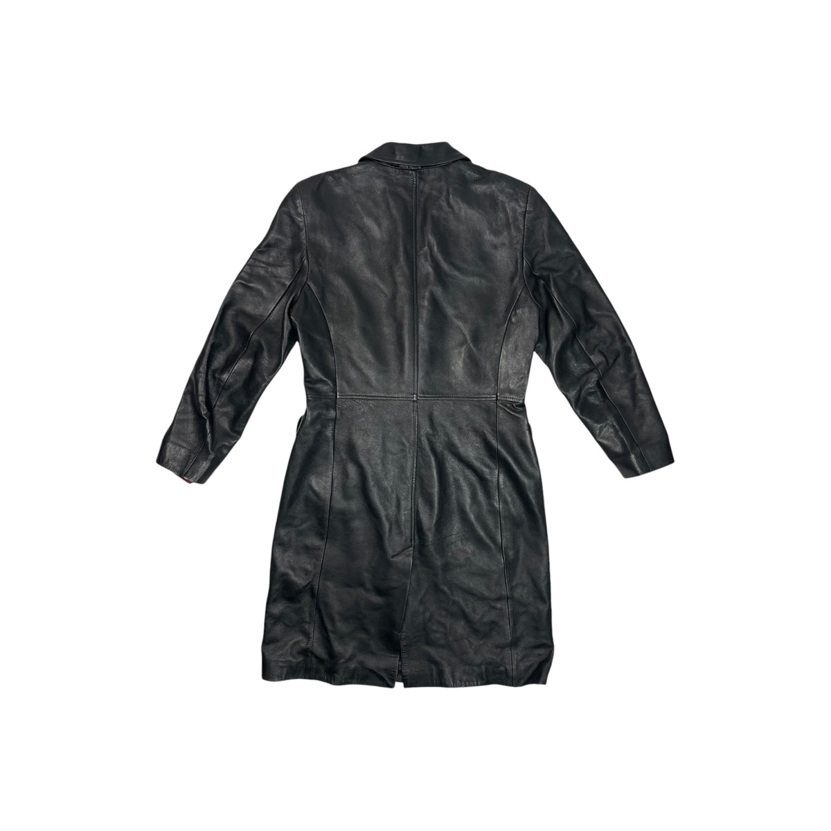 Vintage Katharine Hamnett Leather Coat Women's Medium Black Made In UK Trench