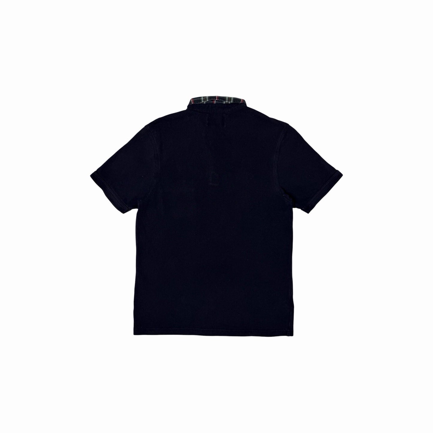 00’s Fred Perry Polo Shirt Men’s Medium Navy Blue Tartan Trim Slim Fit