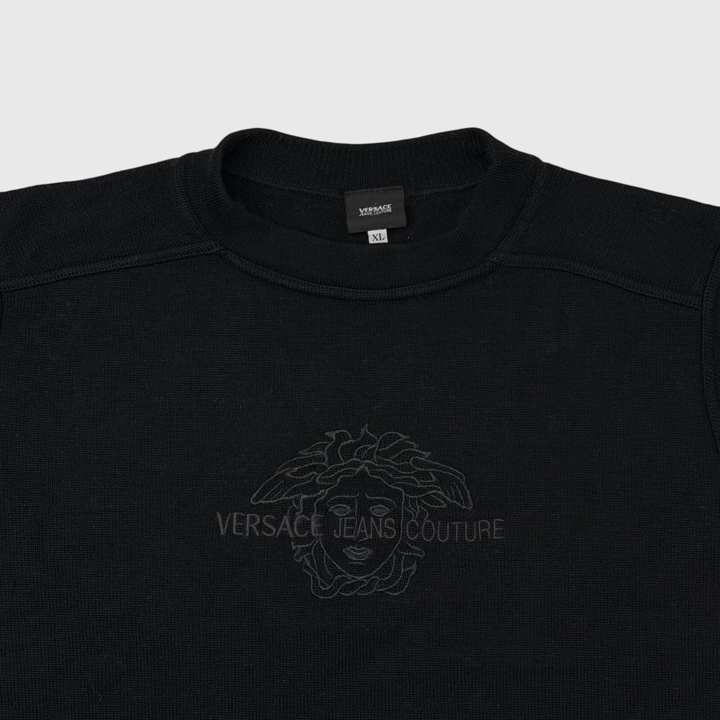 Vintage Versace Knit Medusa Jumper Men’s XL Black Wool Made In Italy 90’s