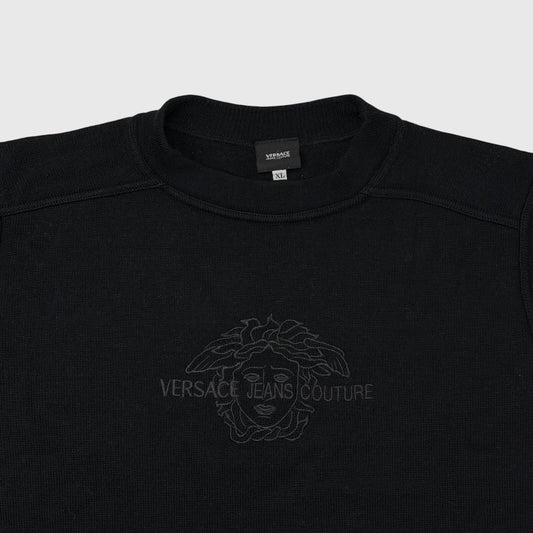 Vintage Versace Knit Medusa Jumper Men’s XL Black Wool Made In Italy 90’s