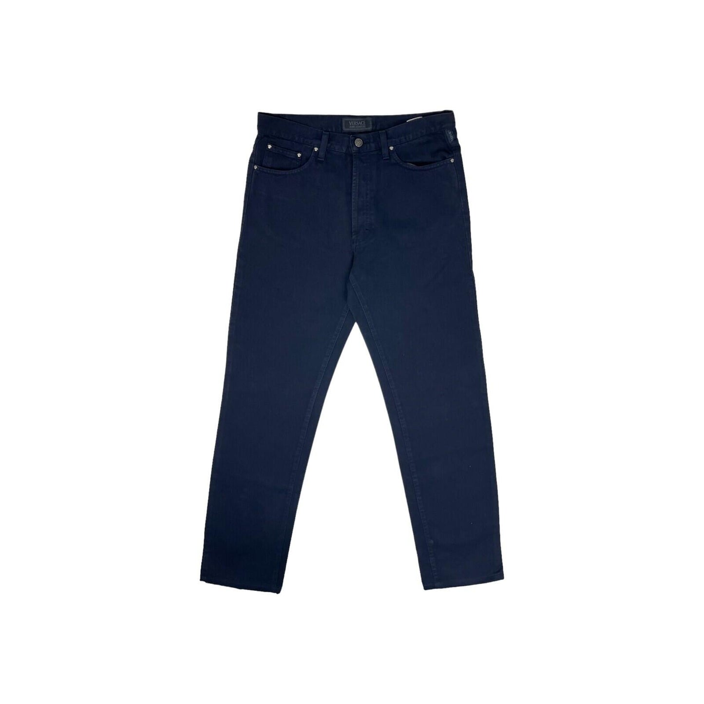 Vintage Versace Jeans Signature Trousers Navy Blue Mens 32w 34l Made In Italy