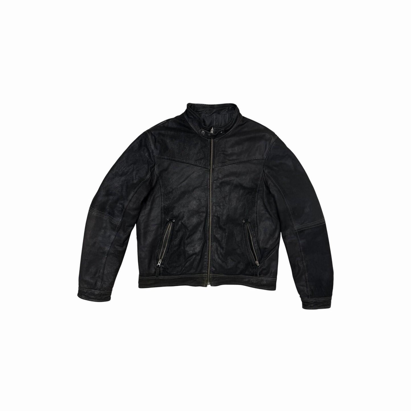 Vintage Vera Pelle Union Jack Moto Leather Jacket Men’s Large Black