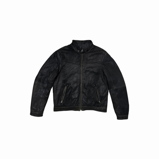 Vintage Vera Pelle Union Jack Moto Leather Jacket Men’s Large Black