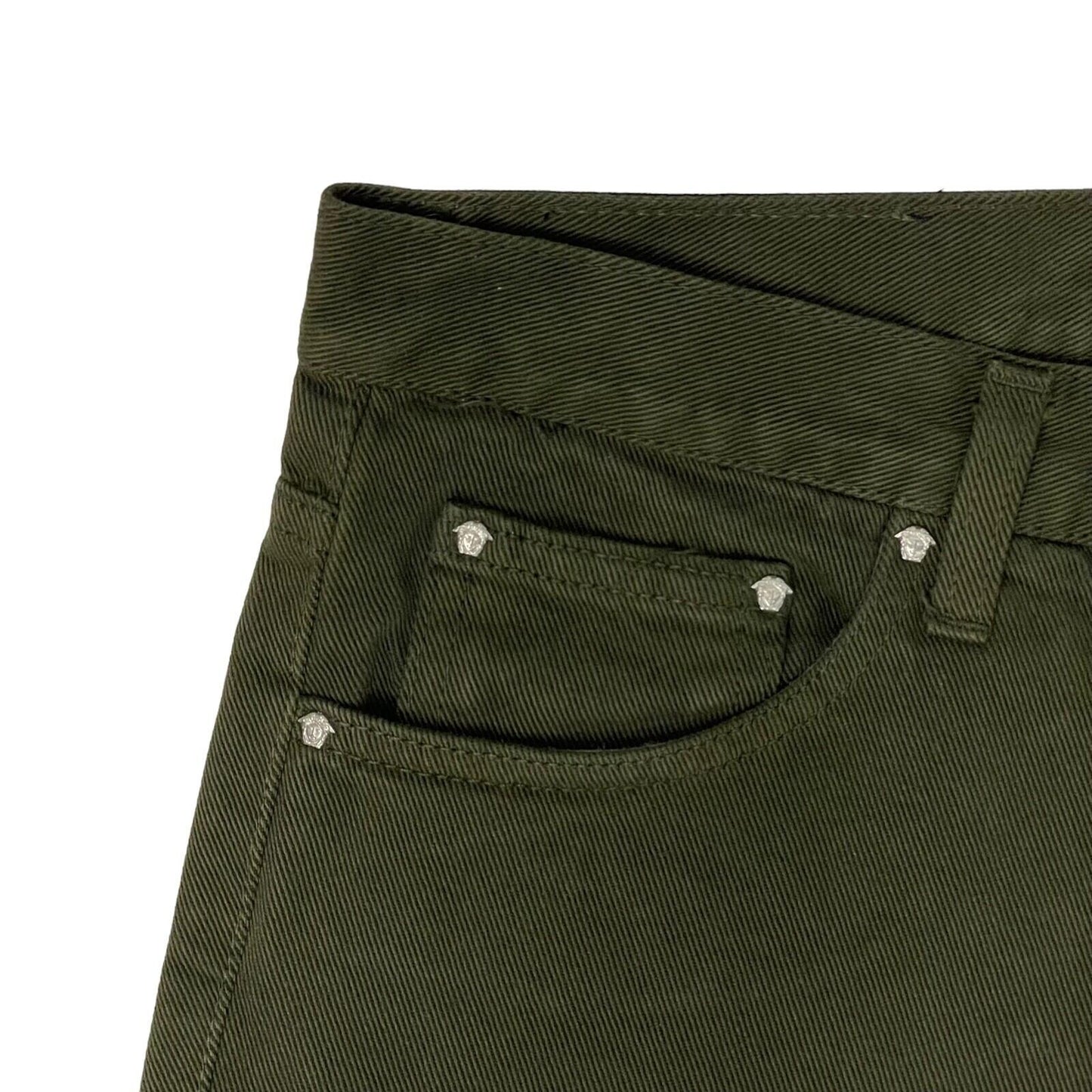Vintage Versace Jeans Signature Trousers Khaki Green Mens 32w 34l Made In Italy