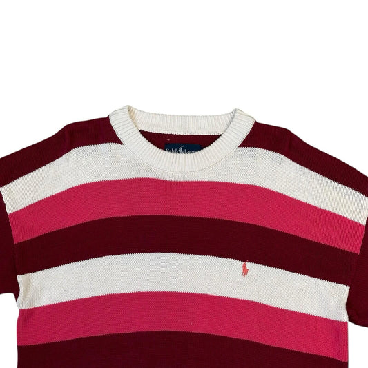 Vintage Polo Ralph Lauren Stripe Jumper Men’s Medium Red And Cream Knit