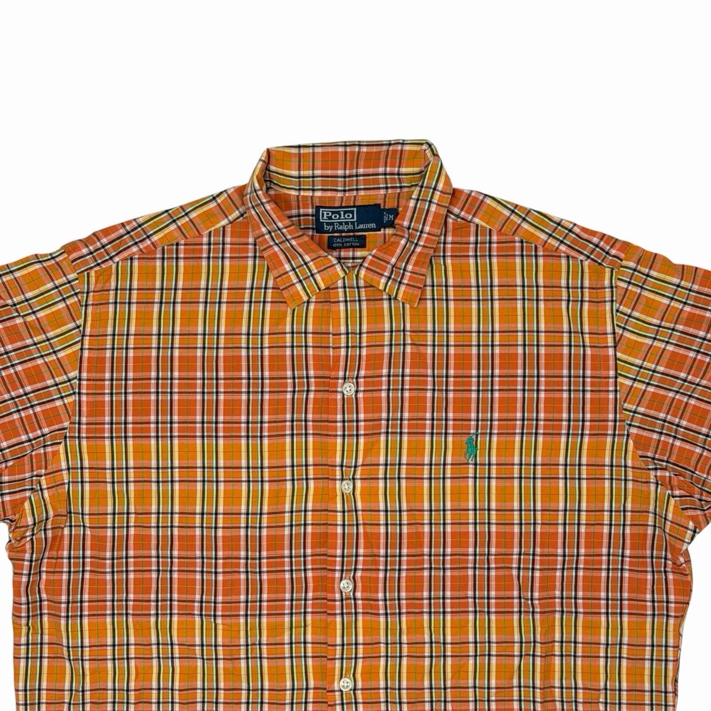 Vintage Polo Ralph Lauren Check Shirt Men’s Medium Caldwell Orange And Yellow