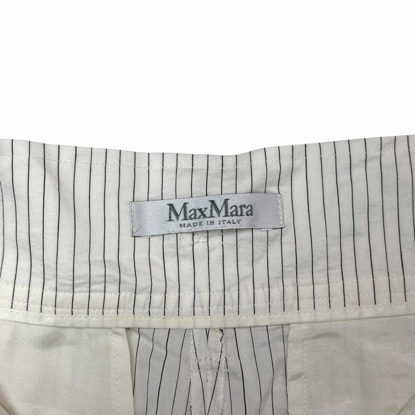 MaxMara Wide Leg Trousers Women’s 29w 33l White Pin Stripe Pleat Summer Trouser