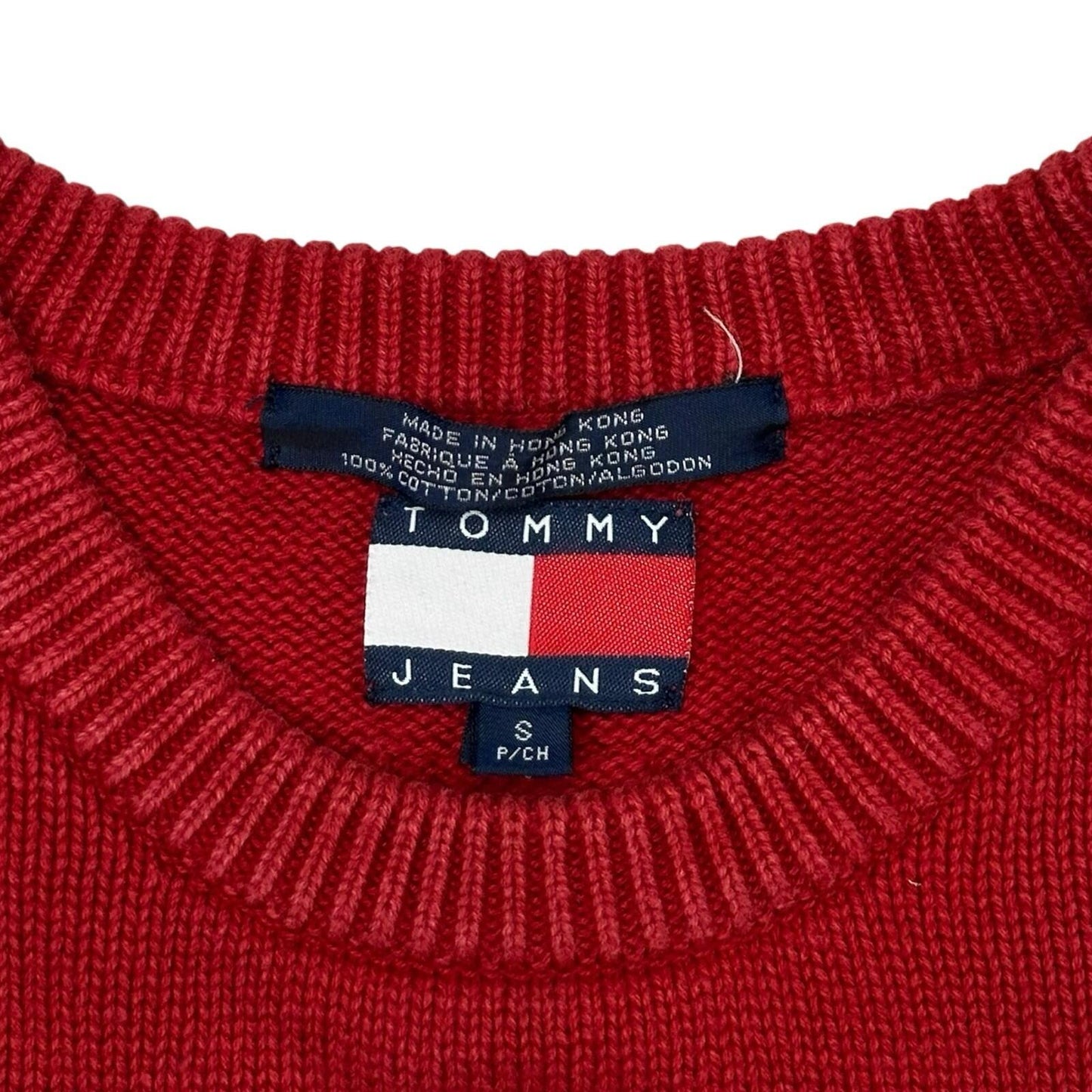 Vintage Tommy Hilfiger Flag Jumper Men’s Small Red Tommy Jeans