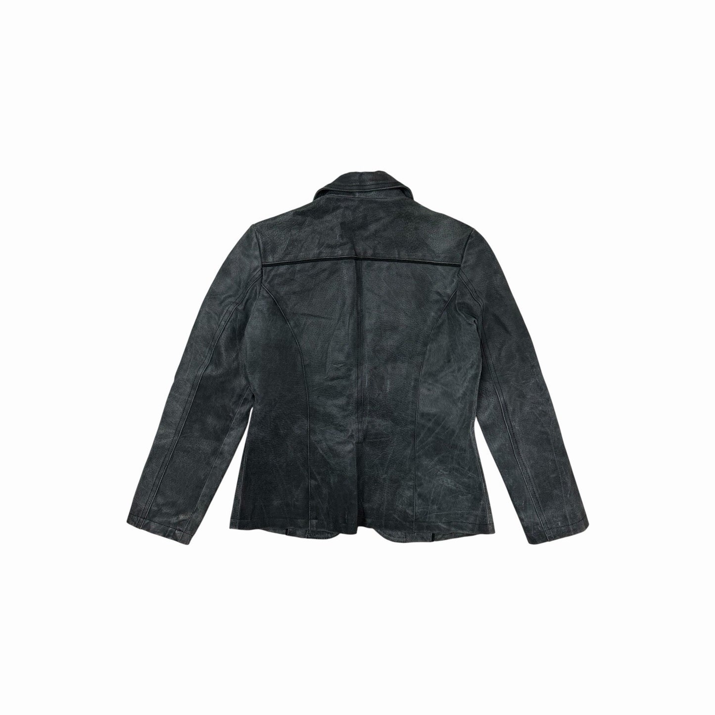 Vintage Leather Jacket Women’s Small Grey Black Zampa Japanese Design