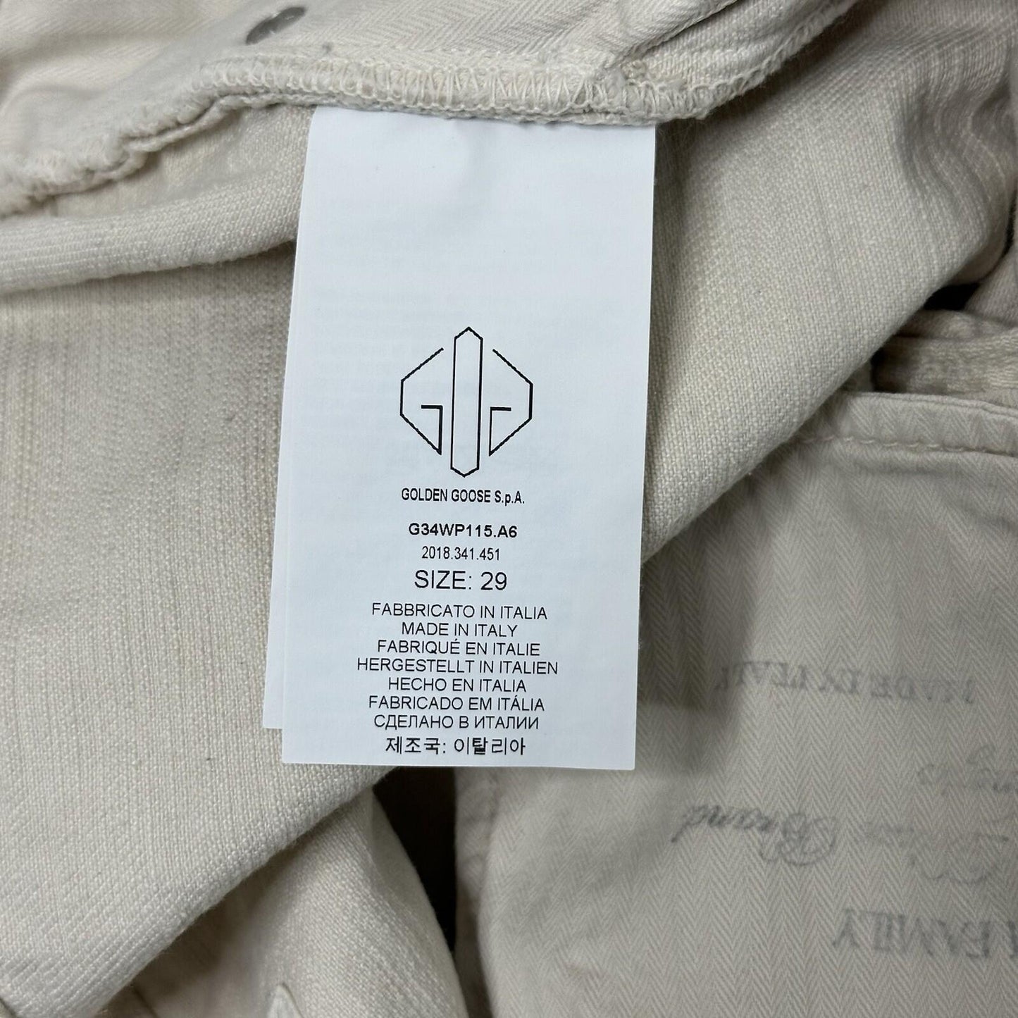 Golden Goose Judy Jeans Ecru Cream Made In Italy Straight Leg 29w 28l