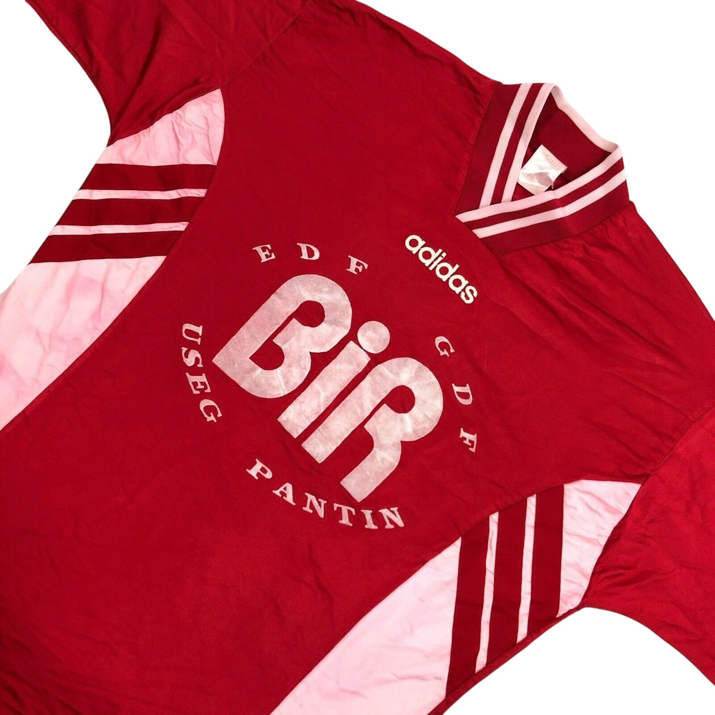 Vintage Adidas Deadstock Football Shirt Mens XL Red And White Three Stripes