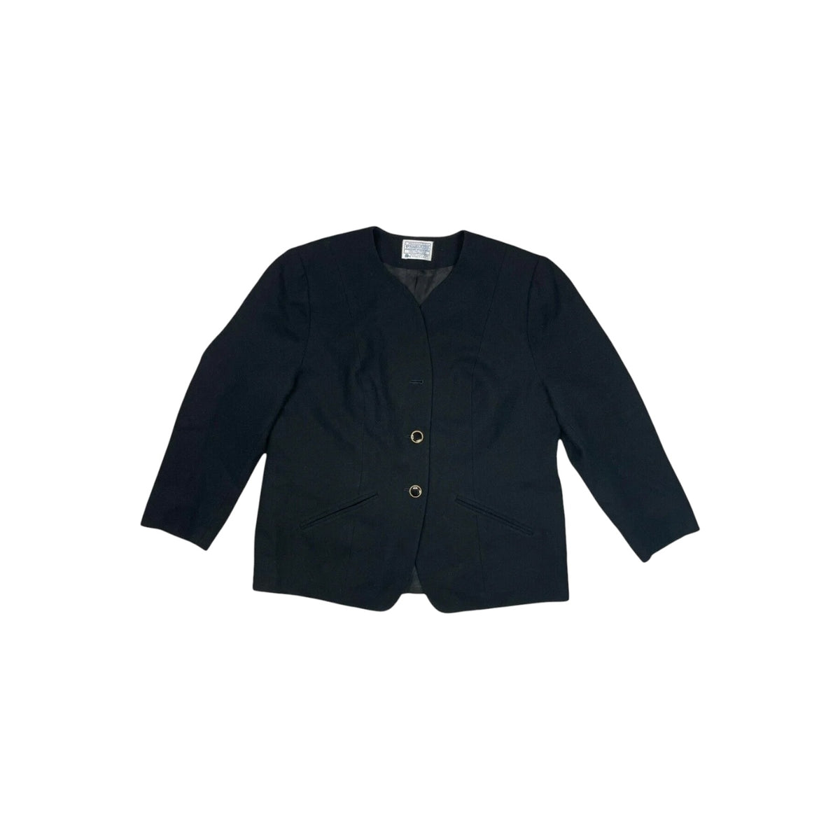1980's Vintage Pendleton Blazer Jacket Women's Large Black Wool Made In USA