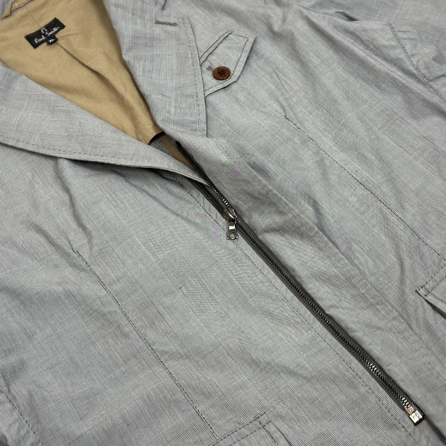 Vintage Paul Smith Jacket Men’s XL Grey Check Riri Hardware Made In Portugal