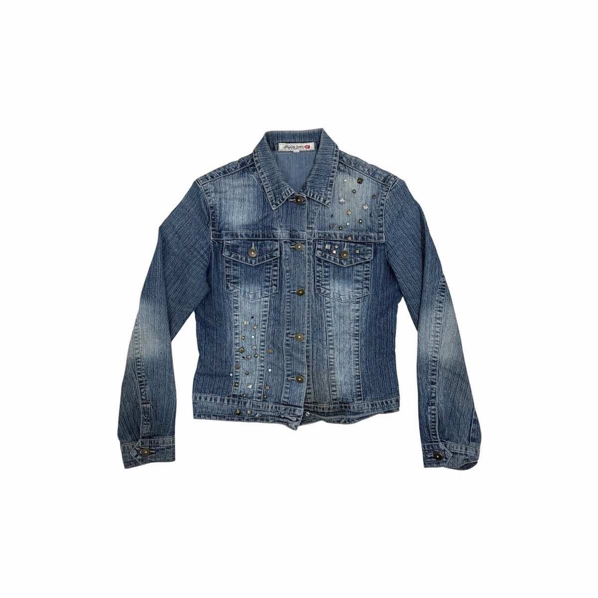 Vintage Yulita Jeans Jacket Women’s Medium Blue Denim Embellished y2k