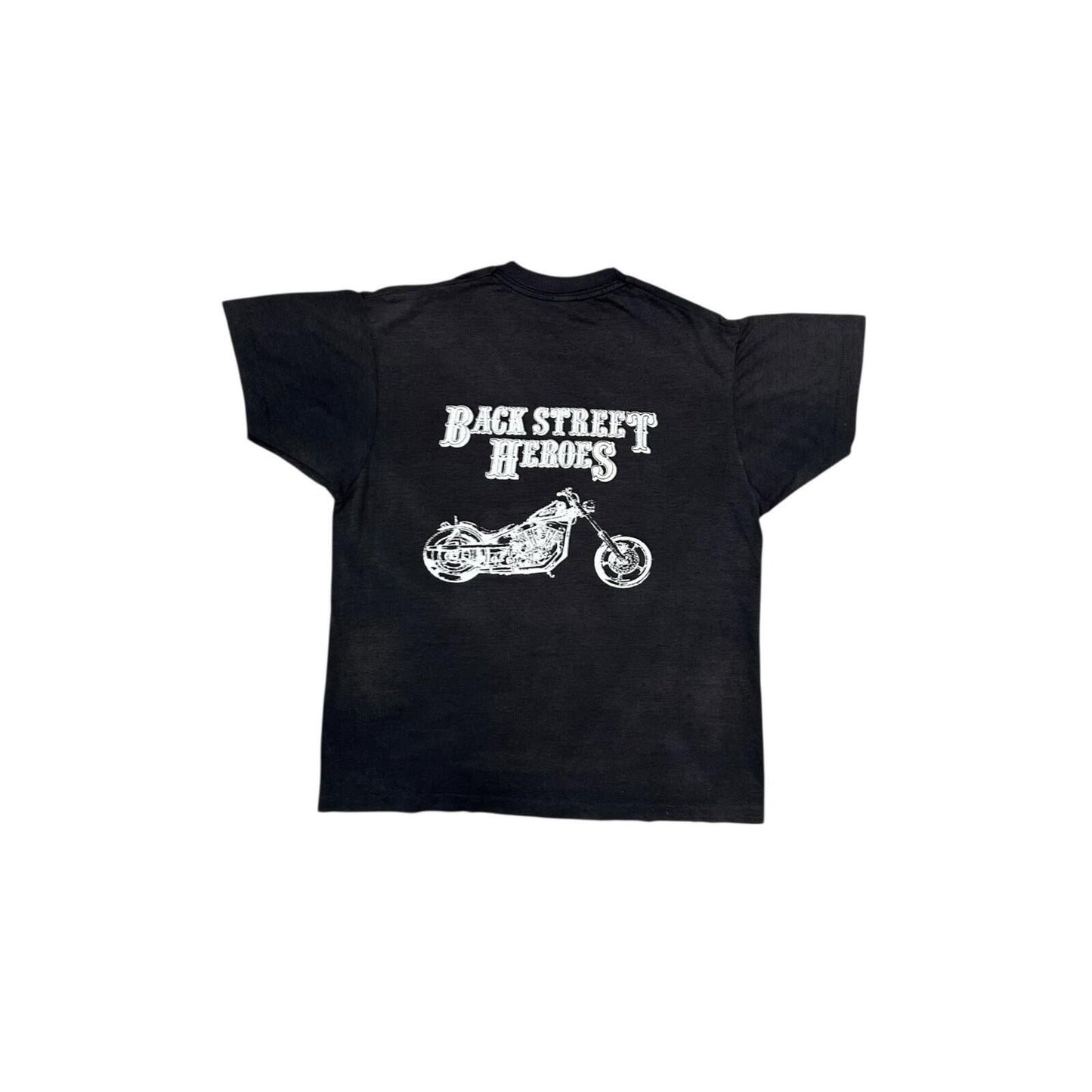 Vintage 80’s Biker T-Shirt Men’s Medium Back Street Heroes Single Stitch Black