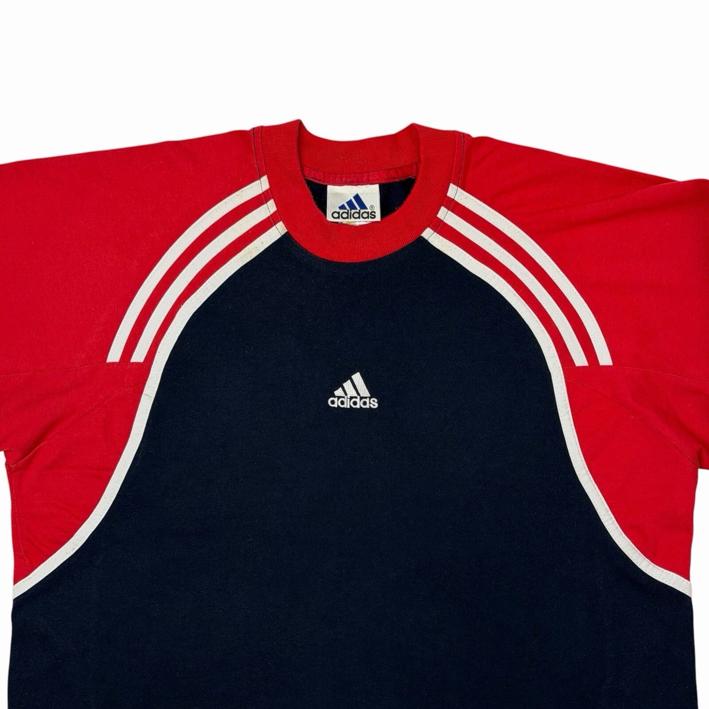 Vintage Adidas Long Sleeve T-Shirt Navy Blue And Red Embroidered Logo 90’s Retro