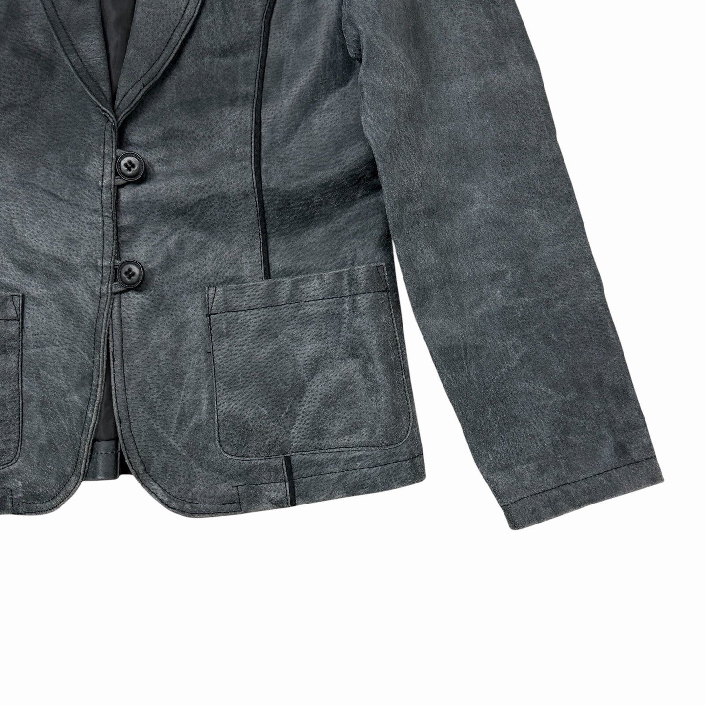 Vintage Leather Jacket Women’s Small Grey Black Zampa Japanese Design