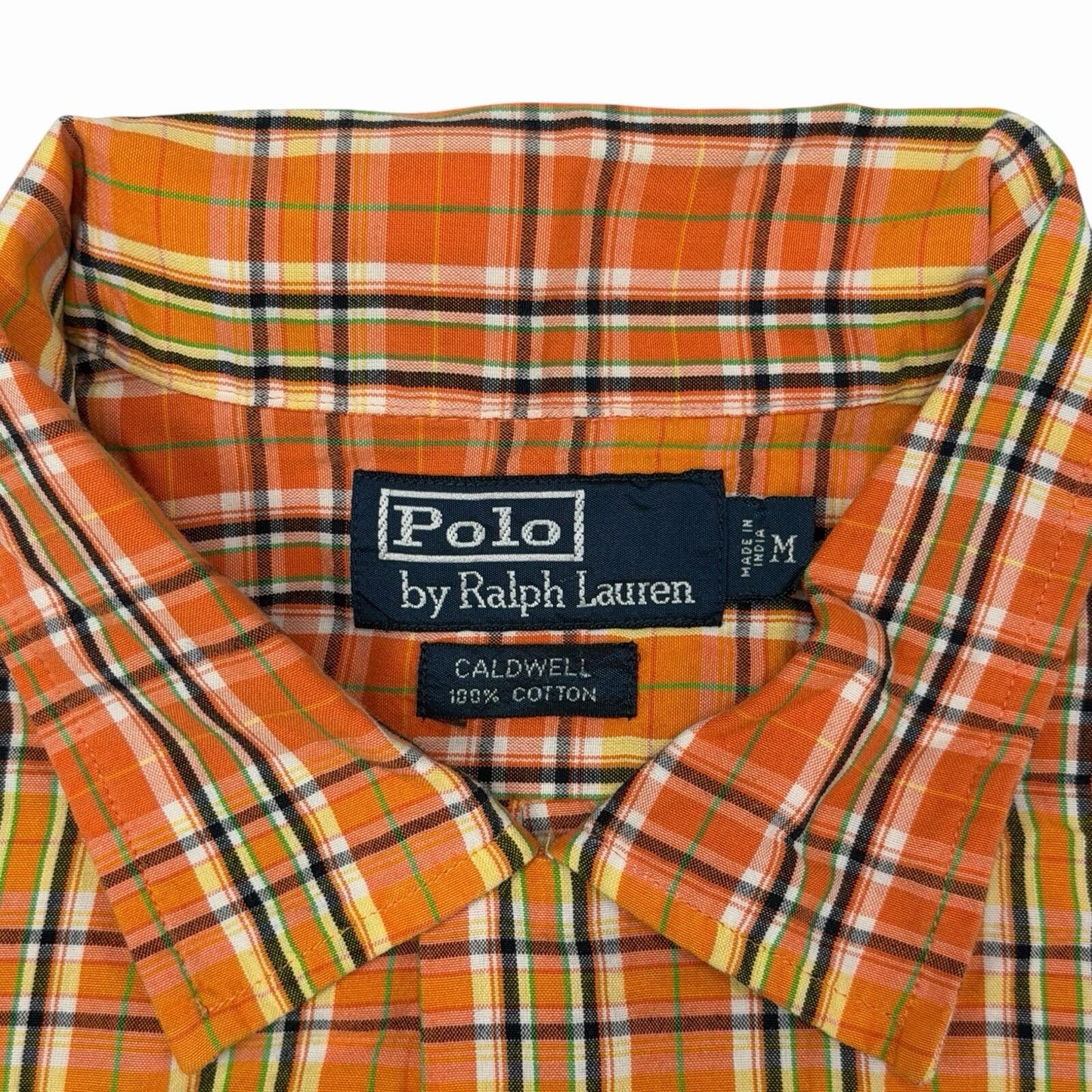 Vintage Polo Ralph Lauren Check Shirt Men’s Medium Caldwell Orange And Yellow