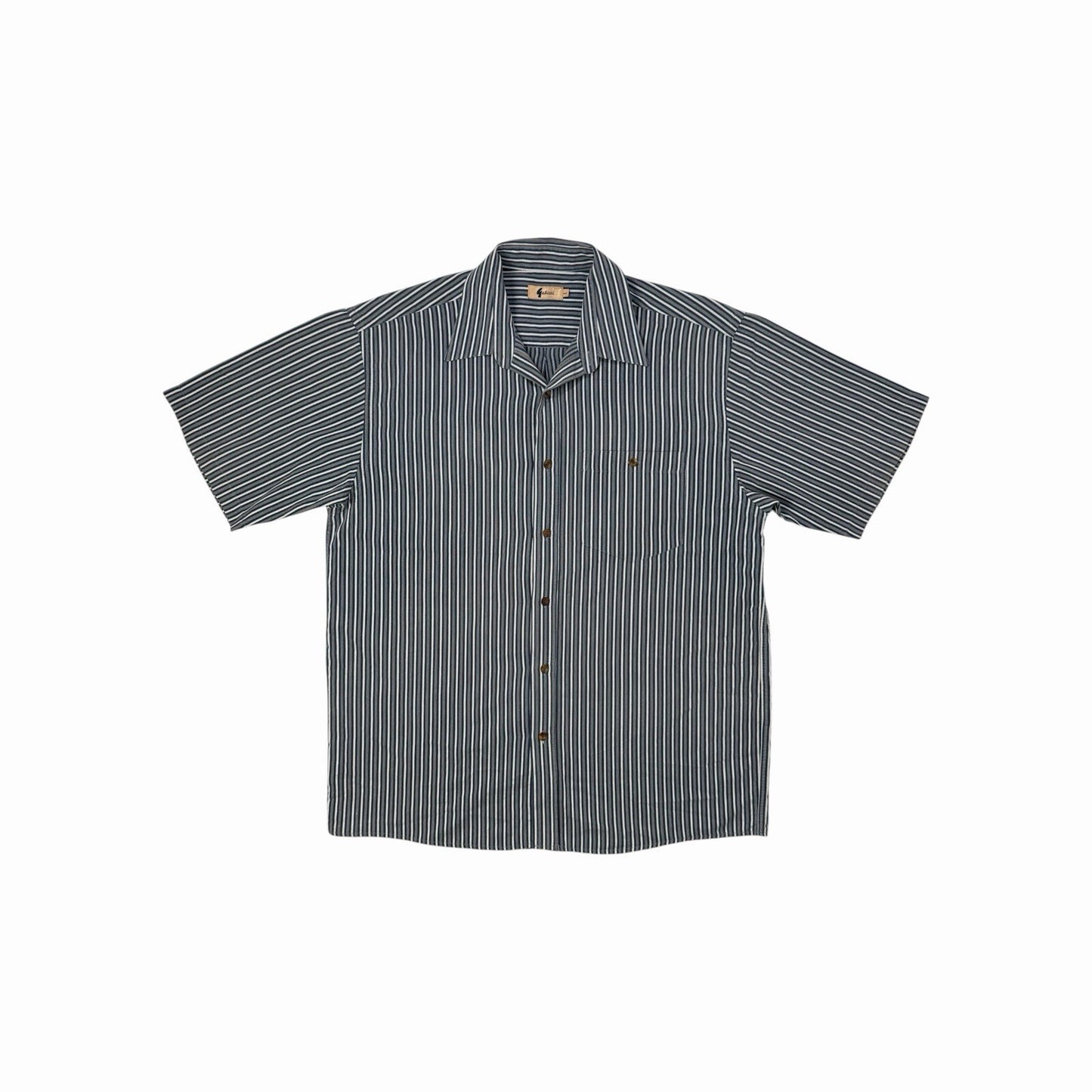 Vintage Gabicci Shirt Men’s Large Striped Navy, Cream And Grey