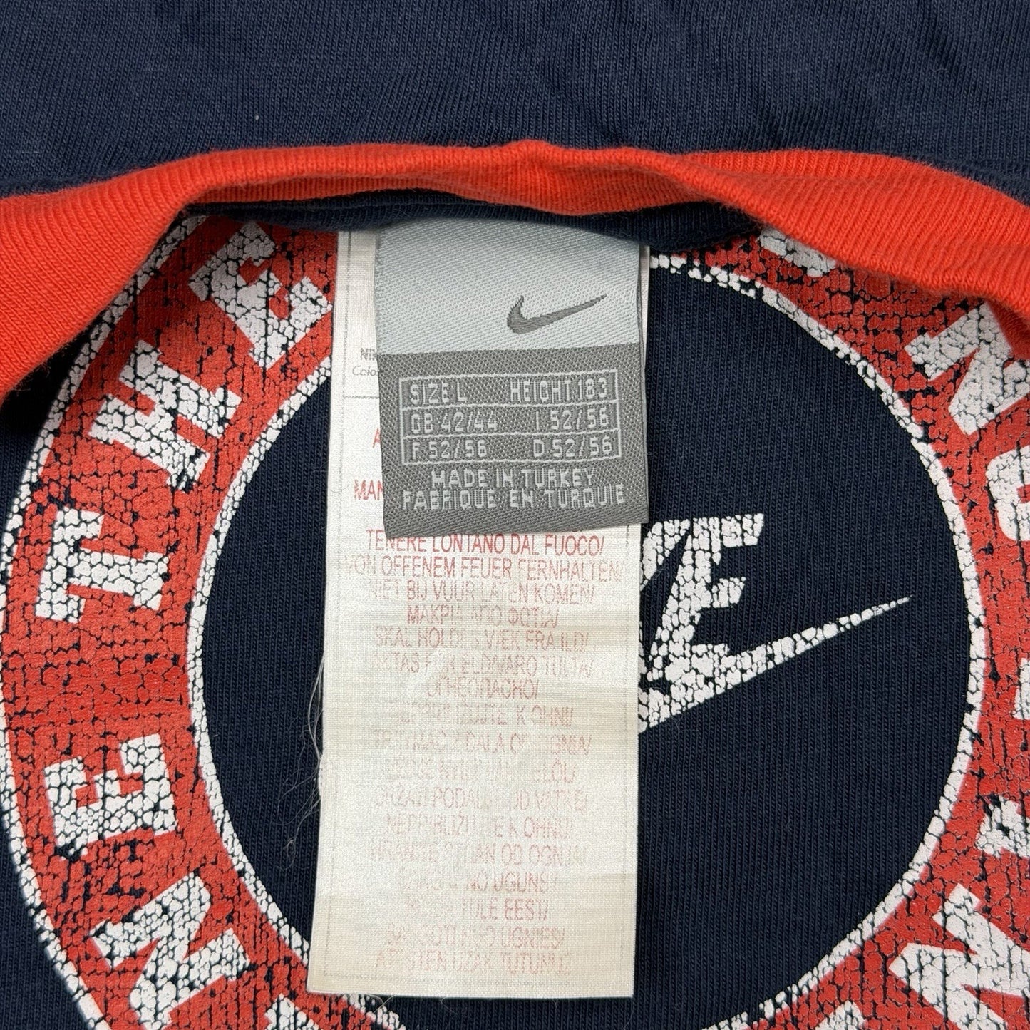 Vintage Nike Ringer T-Shirt Men’s Large Navy Blue Graphic Print