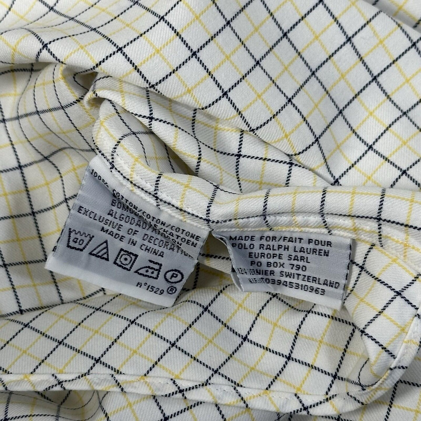 Vintage Polo Ralph Lauren Shirt White, Blue And Yellow Check Men’s Large