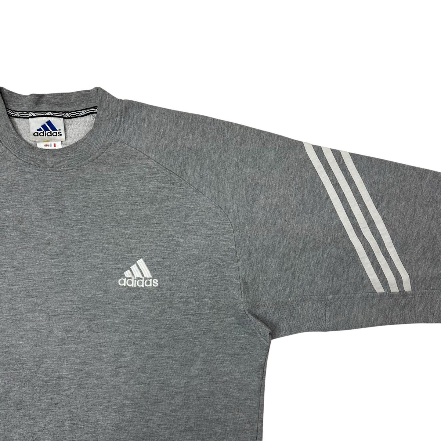 Vintage Adidas Jumper Men’s Large Grey Three Stripes Detailing 90’s Sportswear