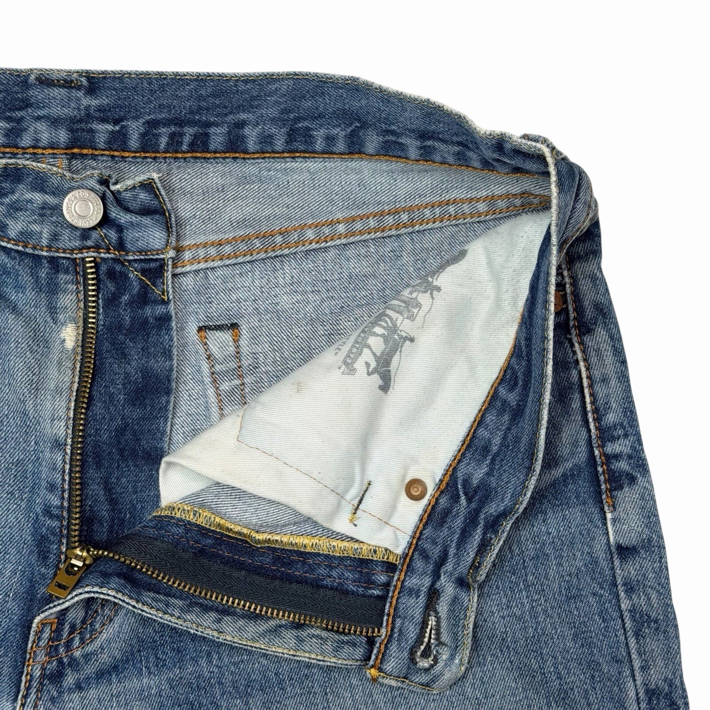 Levi’s 514 Straight Leg Jeans Men’s 34w 32l Blue Distressed Denim