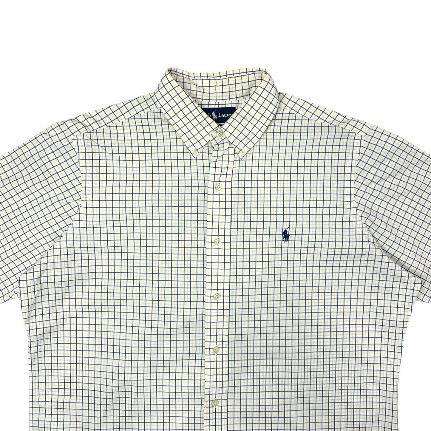 Vintage Polo Ralph Lauren Shirt Men’s Large Yellow, Blue And White Check