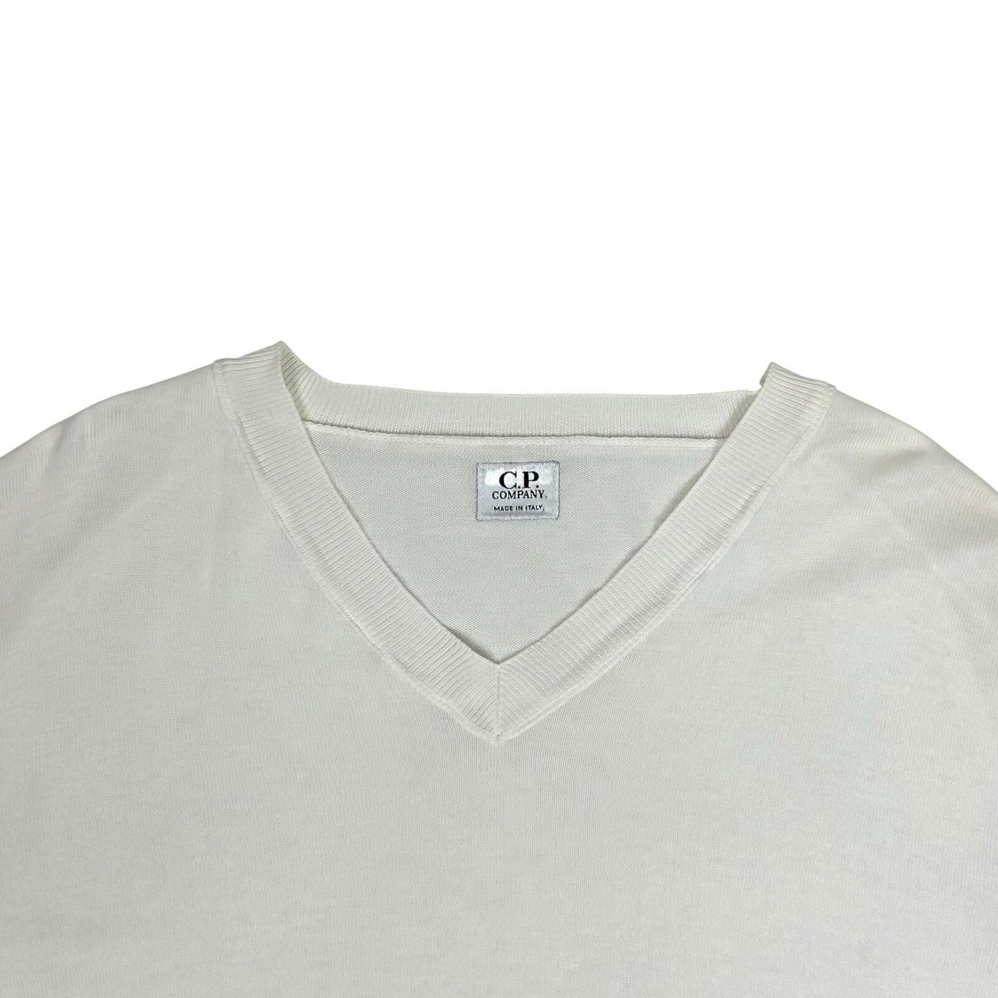 Vintage CP Company V-Neck Jumper Men’s Large Cream Made In Italy