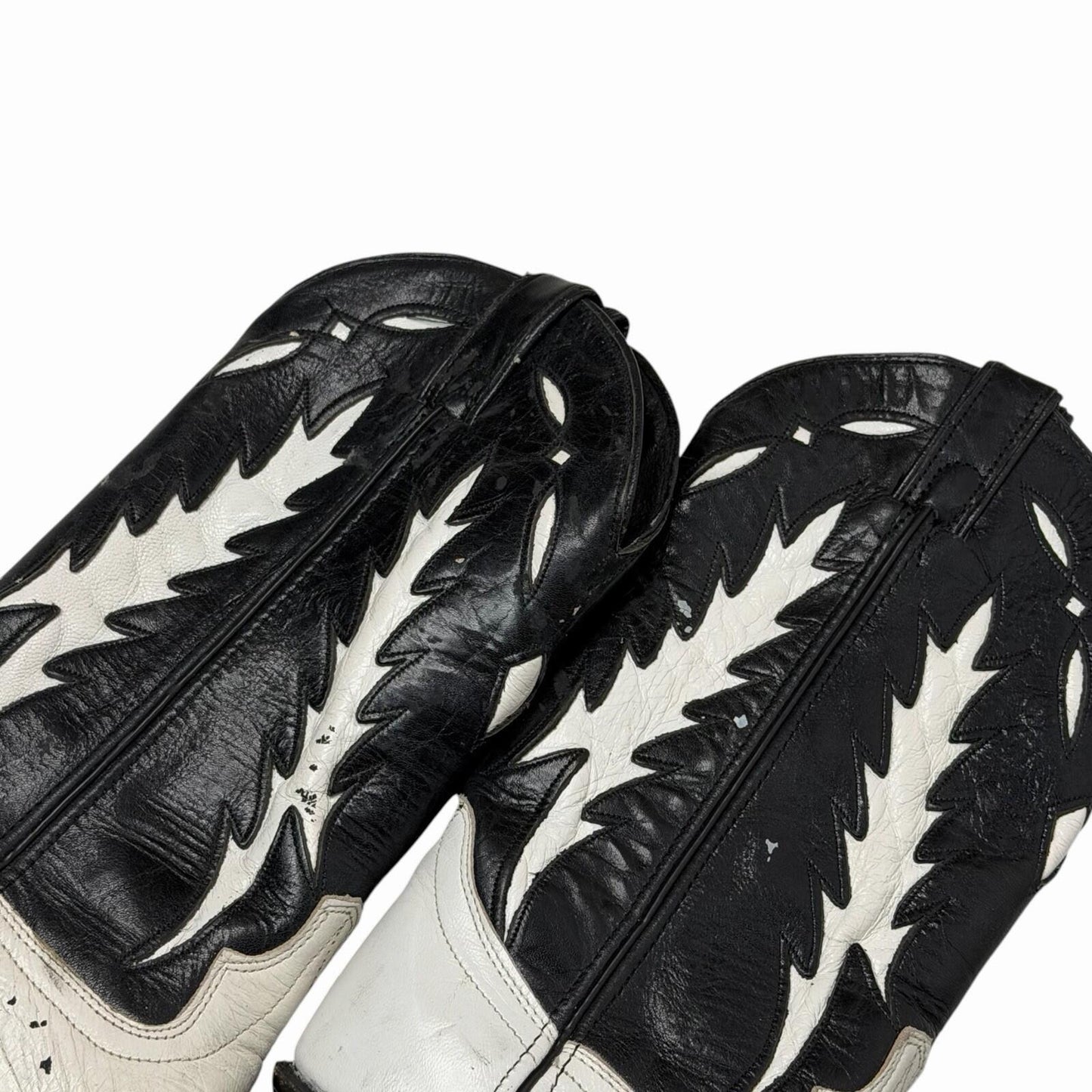 Vintage Code West Western Boots US6.5 UK5.5 White And Black Leather Cowboy Boot