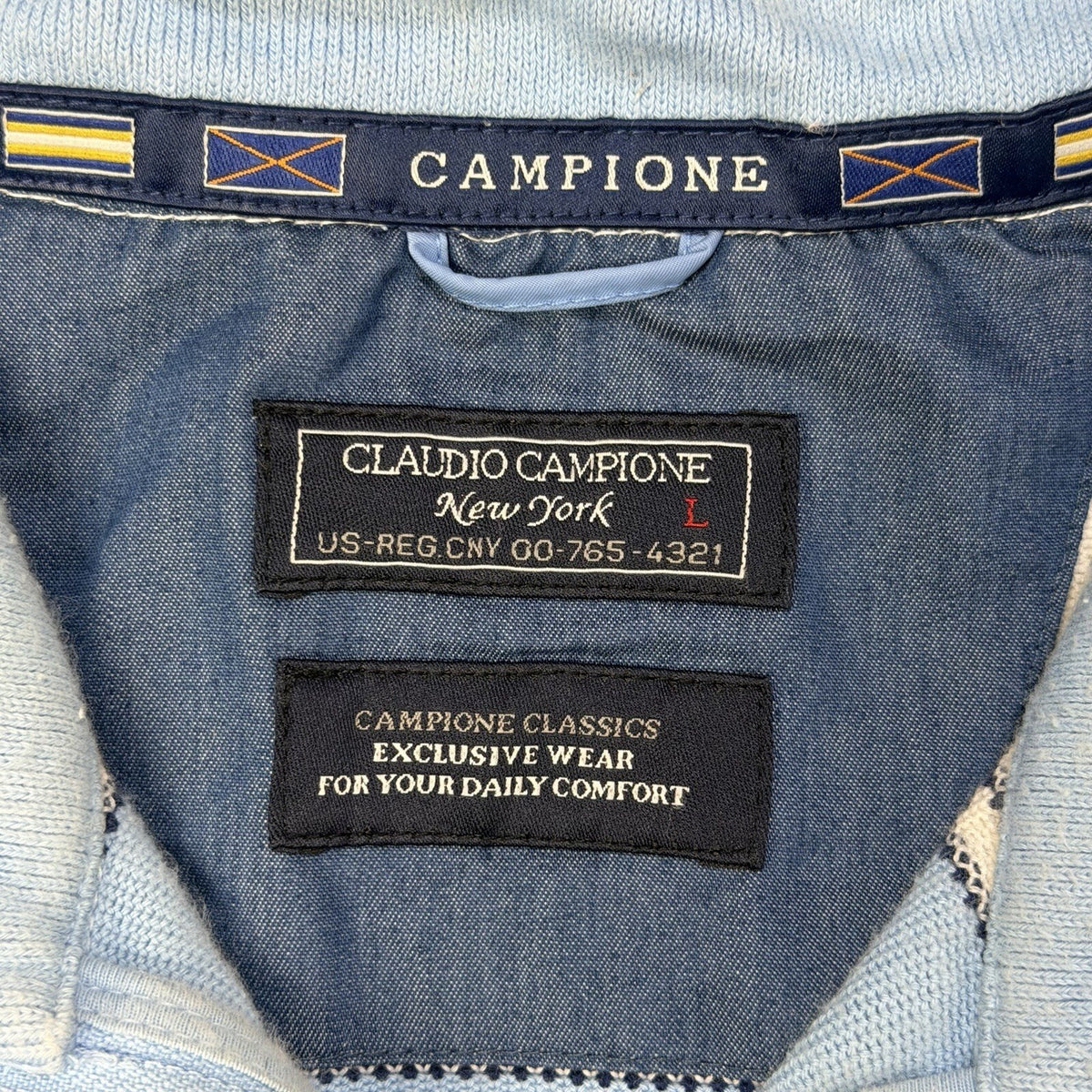 Vintage Claudio Campione 1/4 Zip Sweater Men’s Large Blue And White Stripe