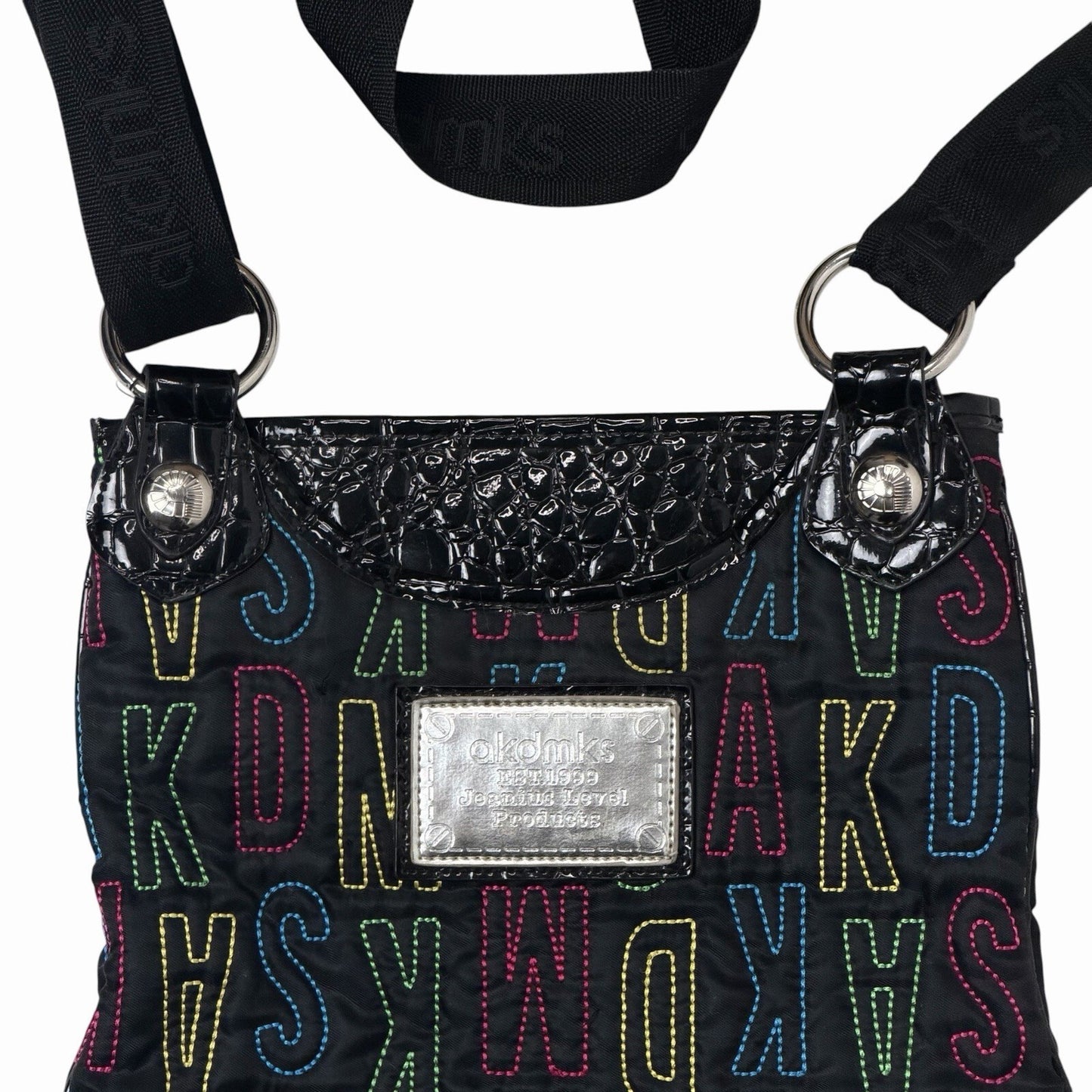 Vintage Akademiks Cross Body Bag Black Embroidered Logo Unisex Akdmks y2k 00’s