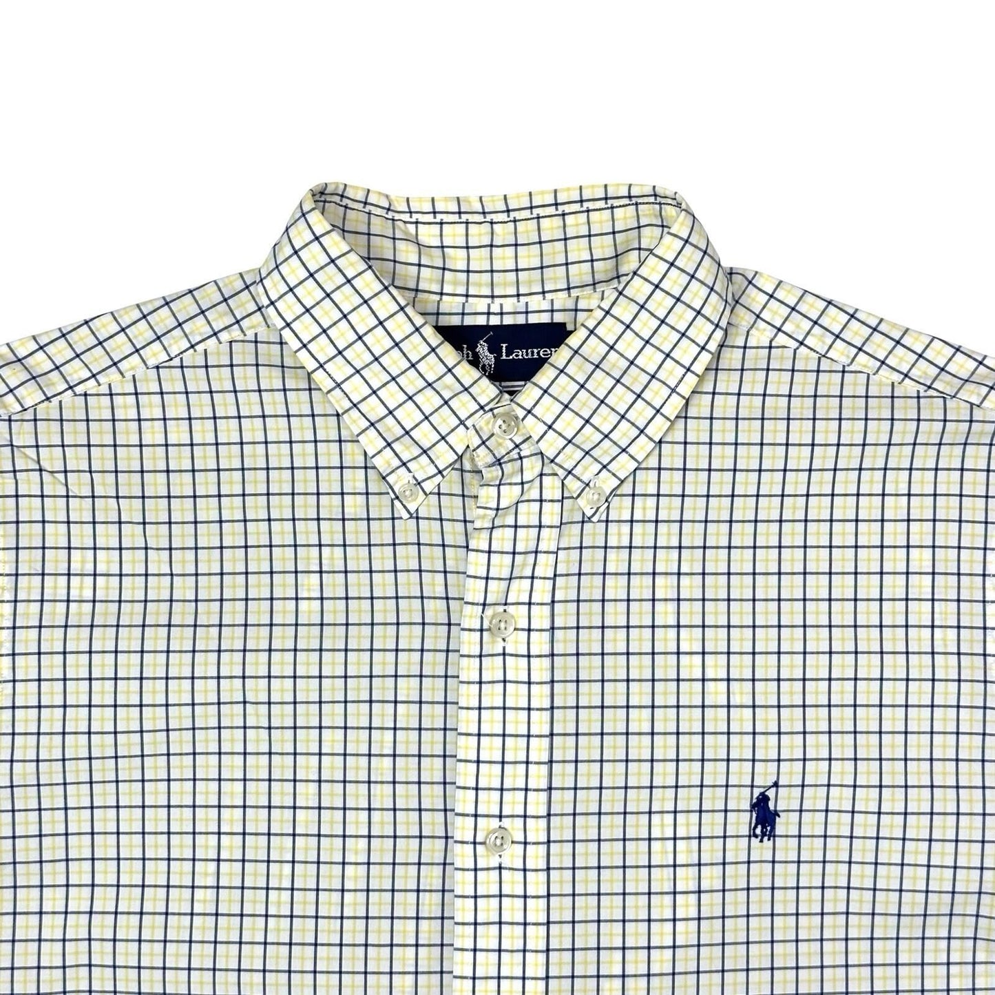 Vintage Polo Ralph Lauren Shirt Men’s Large Yellow, Blue And White Check