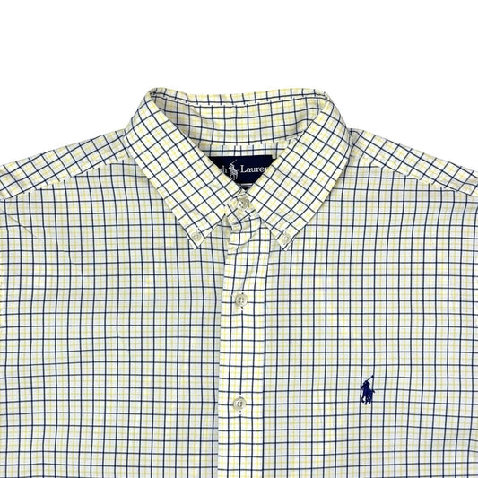 Vintage Polo Ralph Lauren Shirt Men’s Large Yellow, Blue And White Check