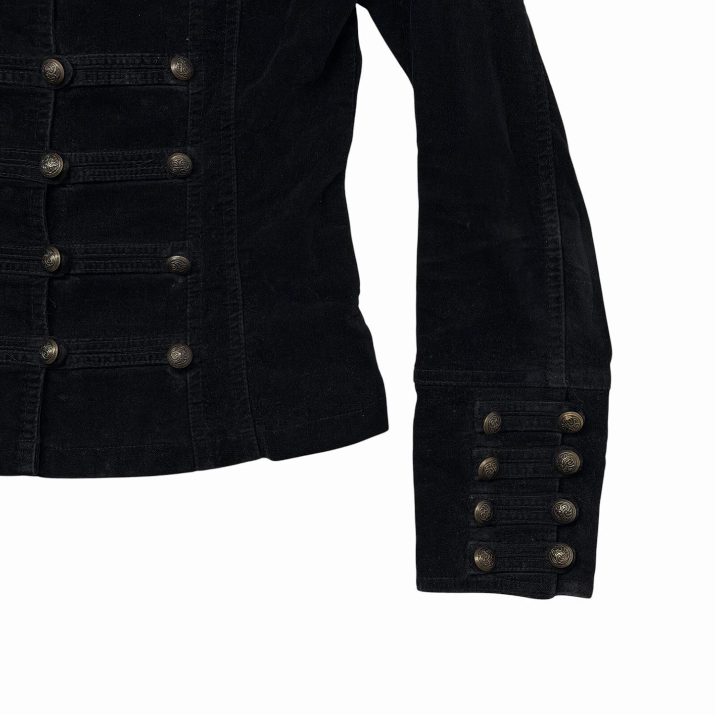 Vintage Military Marching Jacket Women’s Small Black Button Detailing Y2K