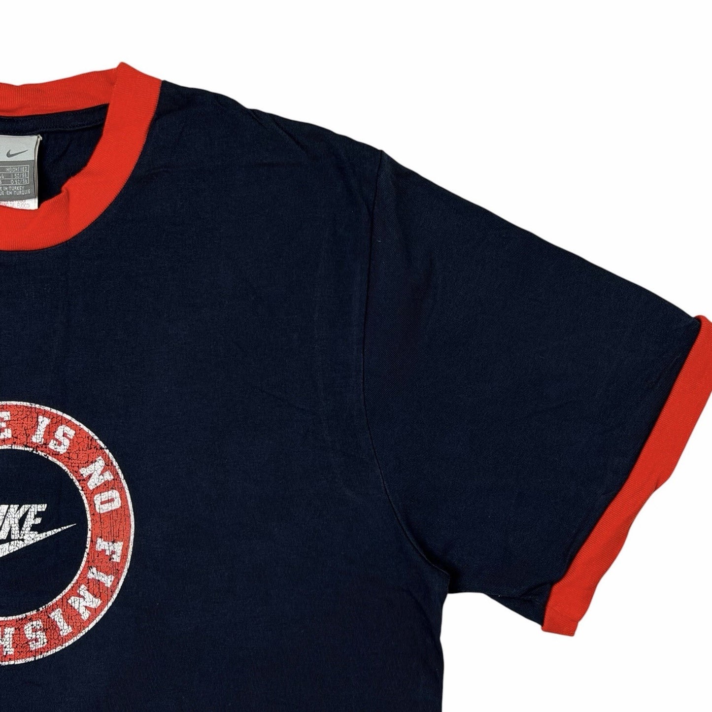 Vintage Nike Ringer T-Shirt Men’s Large Navy Blue Graphic Print