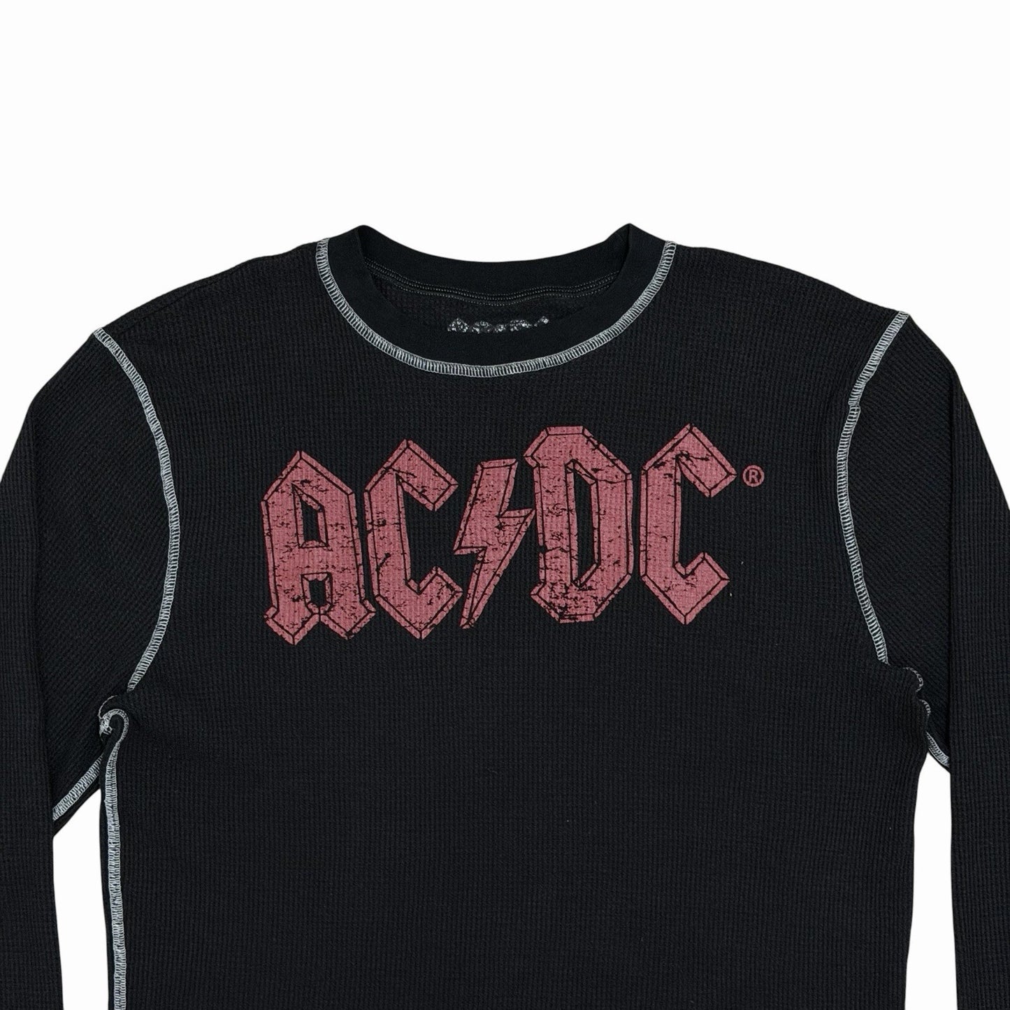 Vintage AC/DC Waffle Top Men’s Large Long Sleeve Graphic Print 00’s y2k Retro