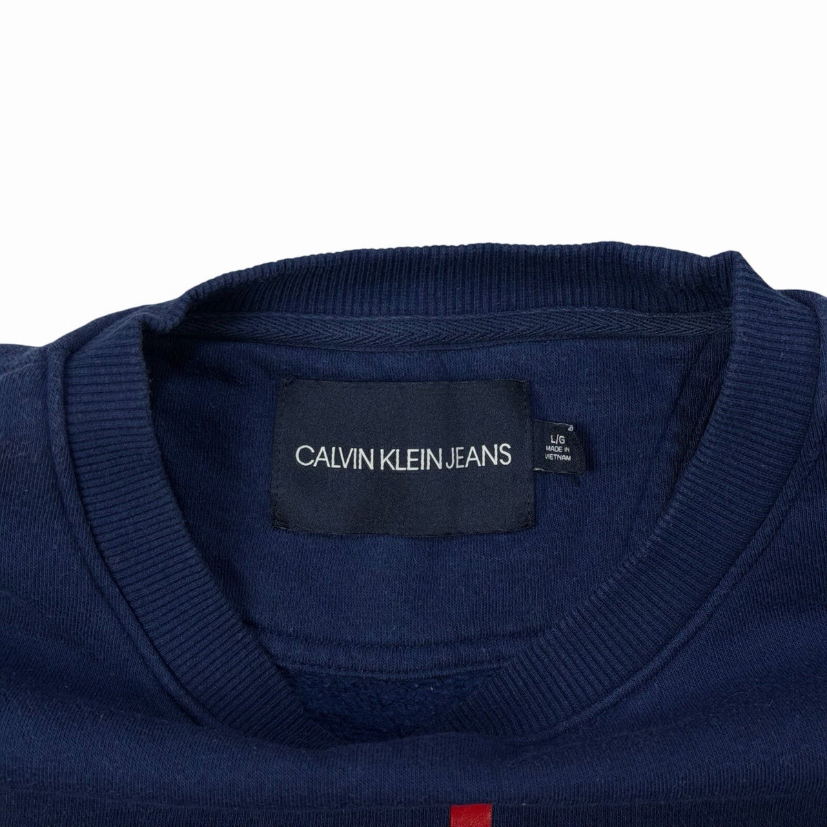 Calvin Klein Logo Sweater Women’s Large Navy Blue CK Graphic Print 90’s Style