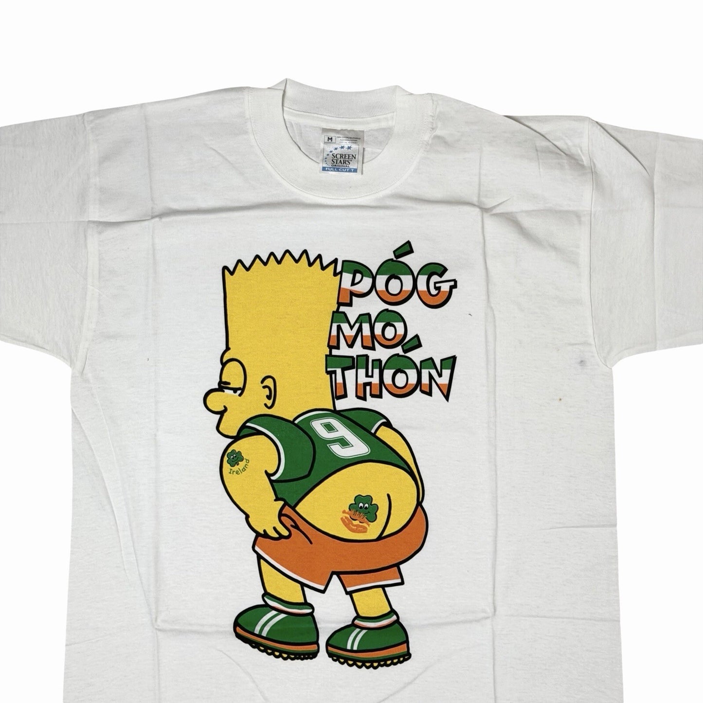 Deadstock Vintage Bart Simpson T-Shirt Men’s Medium White Screen Stars Tee Póg Mo Thón Ireland