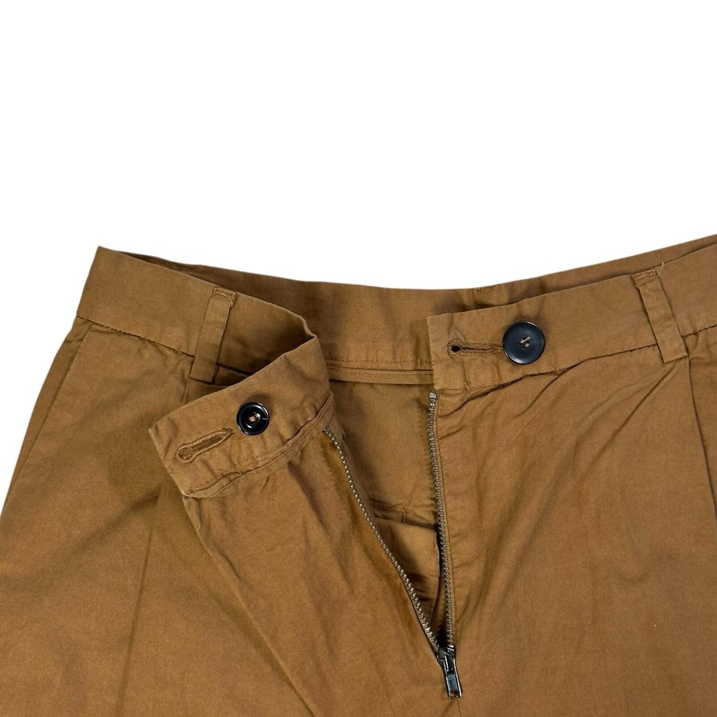 Pomandère Pleated Chino Trousers 27w Women’s Tan Brown Made In Italy